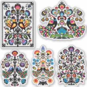 Beautiful polish folklore Wycinanki set of 5