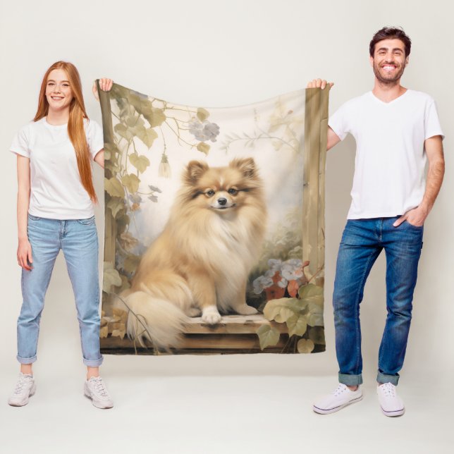 Beautiful Pomeranian Fleece Blanket (In Situ)