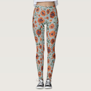 Beautiful Poppies Floral Pattern Leggings