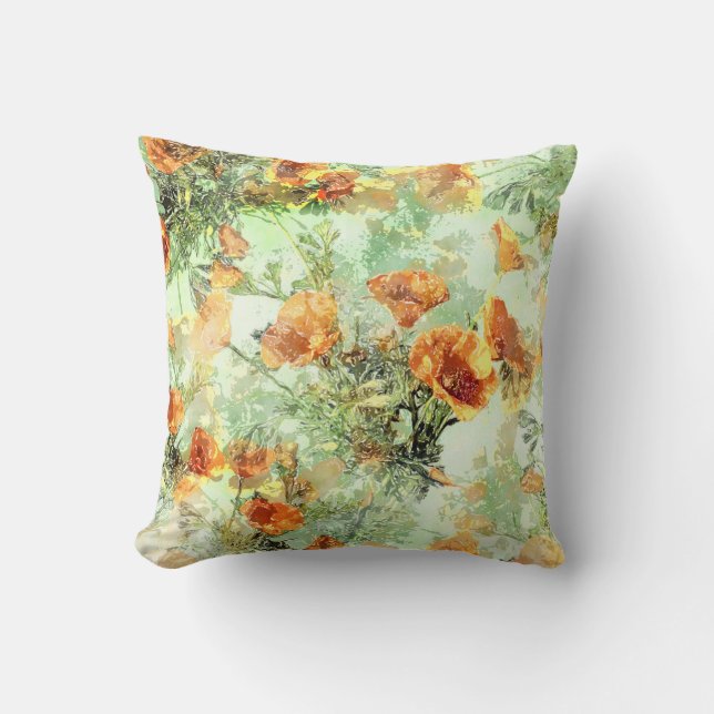 Beautiful poppy design cushion (Front)