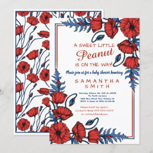 Beautiful Poppy Floral Personalised Baby Shower In Invitation