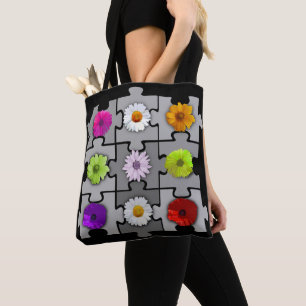 Beautiful Poppy Flower and Gerberas Pattern Tote Bag