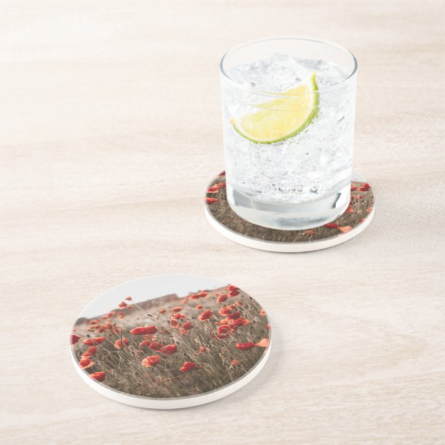 beautiful poppy flowers coaster (Side)