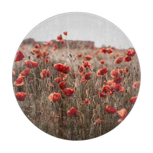 beautiful poppy flowers cutting board (Front)