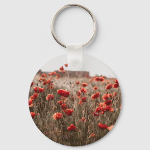 beautiful poppy flowers key ring