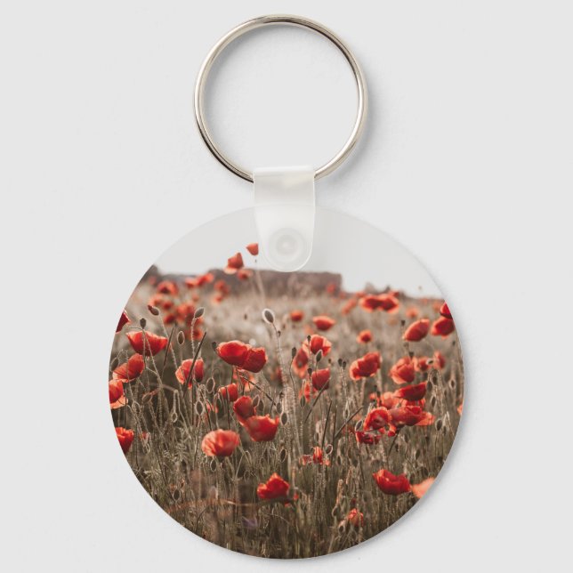 beautiful poppy flowers key ring (Front)