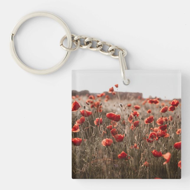 beautiful poppy flowers key ring (Front)
