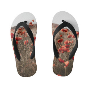 beautiful poppy flowers kid's flip flops