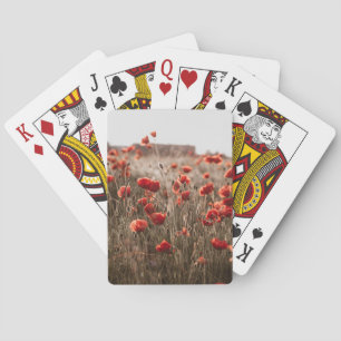 beautiful poppy flowers playing cards