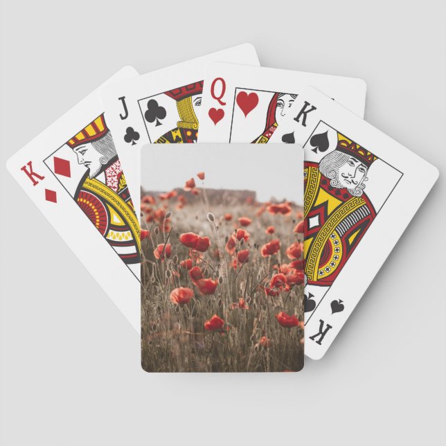 beautiful poppy flowers playing cards (Back)
