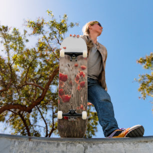 beautiful poppy flowers skateboard