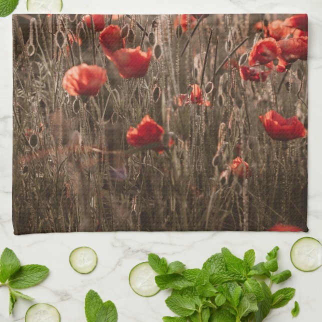 beautiful poppy flowers tea towel (Folded)