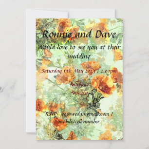 Beautiful poppy wedding invitation. Customizable. Invitation