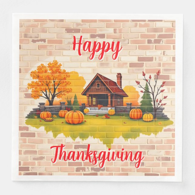 Beautiful Popular Happy Thanksgiving Fall Napkin (Front)