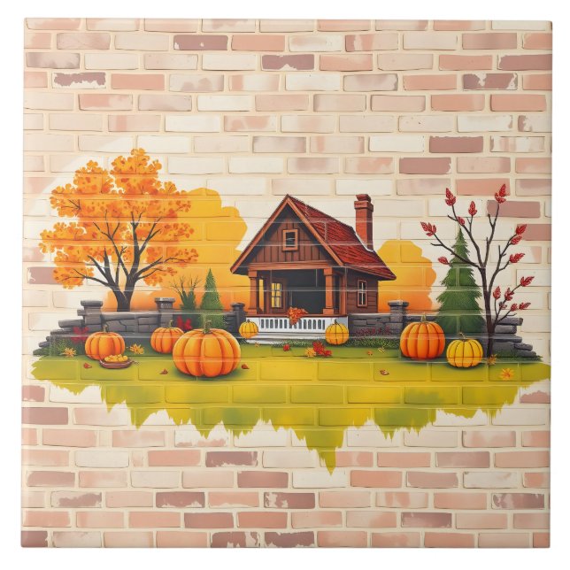 Beautiful Popular Happy Thanksgiving Fall Tile (Front)