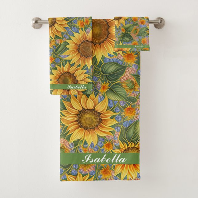 Beautiful Popular Sunflower Collection Bath Towel Set (Insitu)