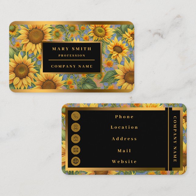 Beautiful Popular Sunflower Collection Business Card (Front/Back)