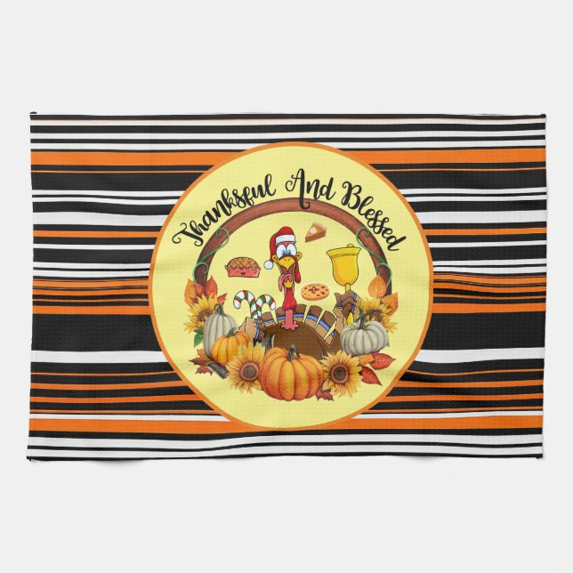 Beautiful Popular Thanksgiving Autumn Collection Tea Towel (Horizontal)