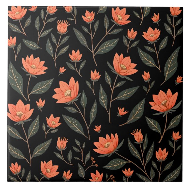 Beautiful Popular Vintage Floral Collection Tile (Front)