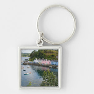 Beautiful port and sailboats with reflections in 2 key ring