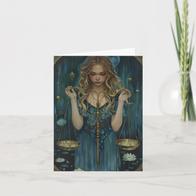 Beautiful Portrait Libra Zodiac Cards (Front)