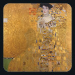 Beautiful portrait of a lady by Gustav Klimt,Deco Square Sticker<br><div class="desc">Beautiful portrait of a lady by Gustav Klimt, Deco art, vintage, gold,  art Art Nouveau</div>