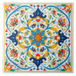 Beautiful Portuguese Azulejo Style Ceramic Tile. Tile<br><div class="desc">This lovely Portugues Azulejo tile has so many beautiful colors. and a lovely bright design. Can you imagine this tile in your home or garden. You could tile a barbeque area or upcycle a garden table with these tiles. I could see them in a kitchen or as a border on...</div>