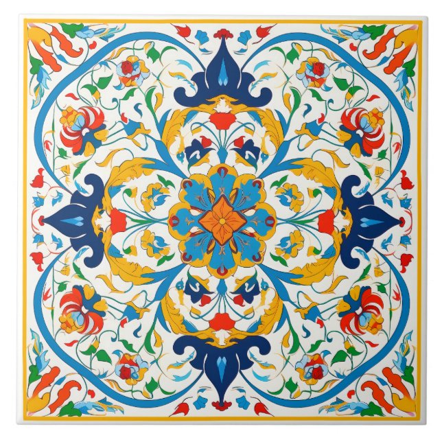 Beautiful Portuguese Azulejo Style Ceramic Tile. Tile (Front)