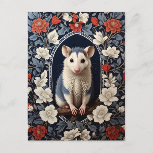 Beautiful Possum William Morris Inspired Floral Postcard
