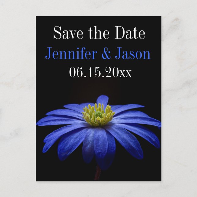 Beautiful Pretty Blue Flower Save Date Postcards (Front)