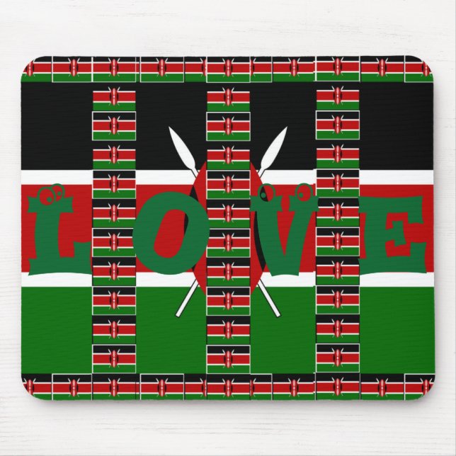 Beautiful Pretty Uniquely Black Red Green Mouse Mat (Front)