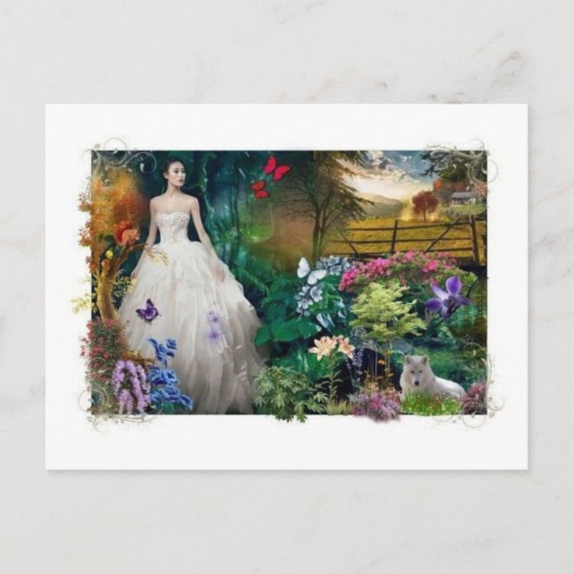 Beautiful Princess in a Enchanted Garden Art Postcard (Front)