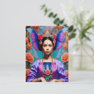 Beautiful princess with floral dress postcard
