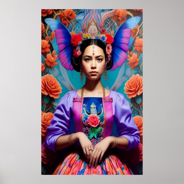 Beautiful princess with floral dress poster (Front)