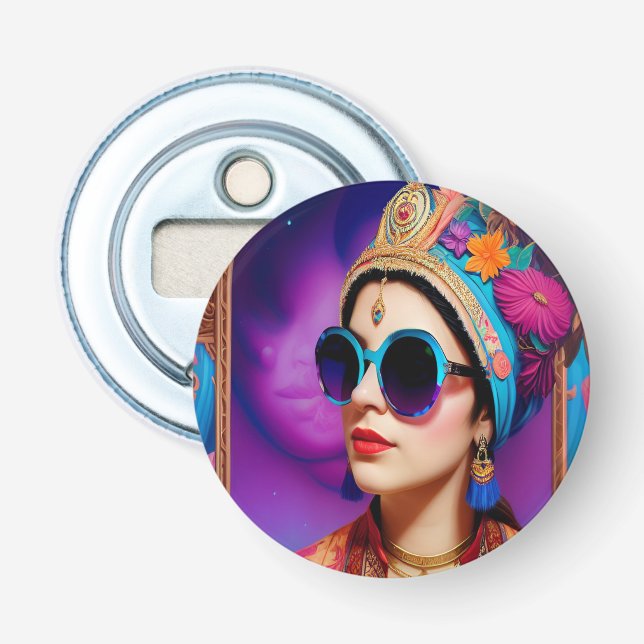 Beautiful princess with sunglasses bottle opener (Front)