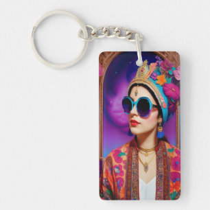 Beautiful princess with sunglasses key ring