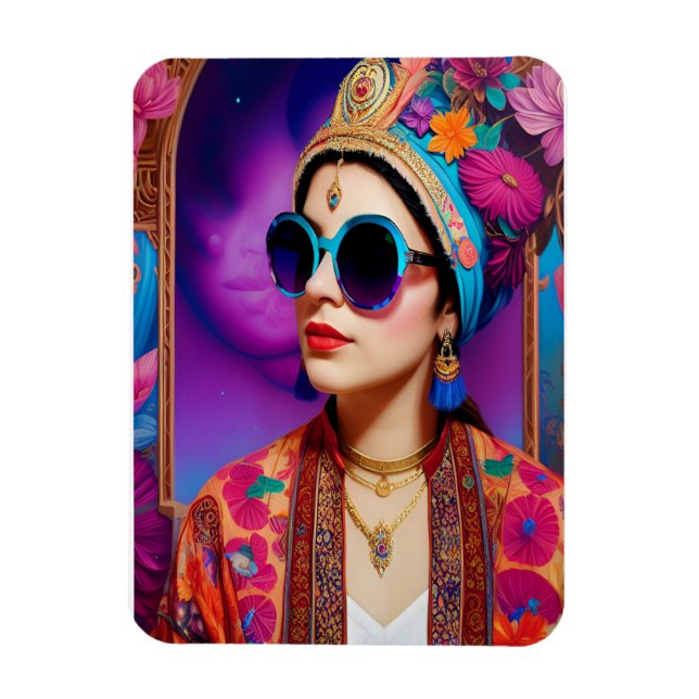 Beautiful princess with sunglasses magnet (Vertical)