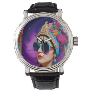 Beautiful princess with sunglasses watch