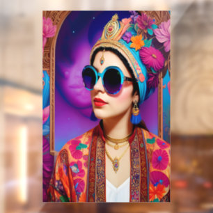 Beautiful princess with sunglasses window cling