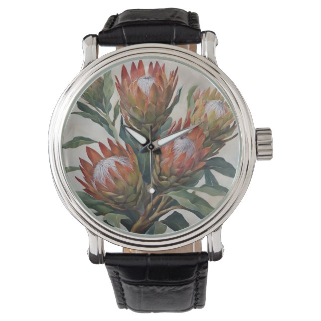 Beautiful Protea Flowers from South Africa Watch (Front)