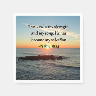 Beautiful Psalm 118:14 Sunrise Photo Design Napkin