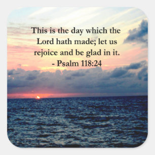 BEAUTIFUL PSALM 118:24 SUNRISE OVER THE OCEAN SQUARE STICKER