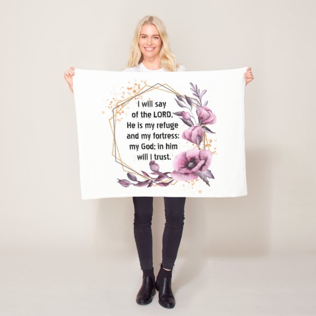 Beautiful Psalm 91 Floral Fleece Blanket (In Situ)