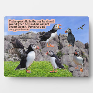 Beautiful Puffin Scripture Plaque Proverbs 22:6