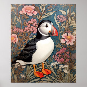 Beautiful Puffin William Morris Inspired Poster