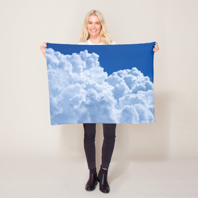 Beautiful Puffy clouds in blue sky Fleece Blanket (In Situ)