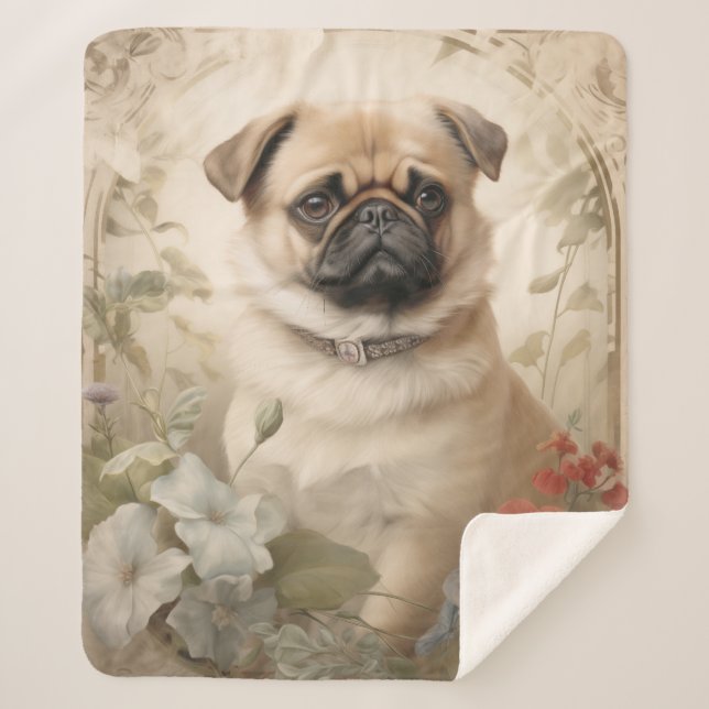 Beautiful Pug Sherpa Blanket (Front)