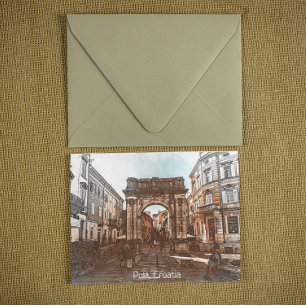 Beautiful Pula Croatia City Painting Postcard