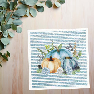 Beautiful Pumpkin Blue Thanksgiving Watercolor  Napkin
