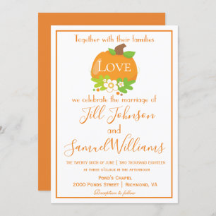 Beautiful Pumpkin for Fall Wedding Invitation